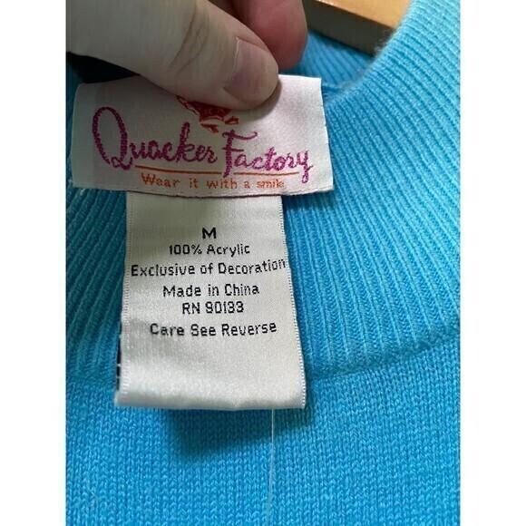 NWT Quacker Factory Women’s Blue Beaded Snowman Sweater Medium - Picture 6 of 8